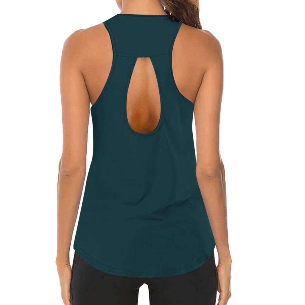 HIRIRI Women's Workout Tank Top - Yoga & Gym Shirt in Army Green for Active Wear