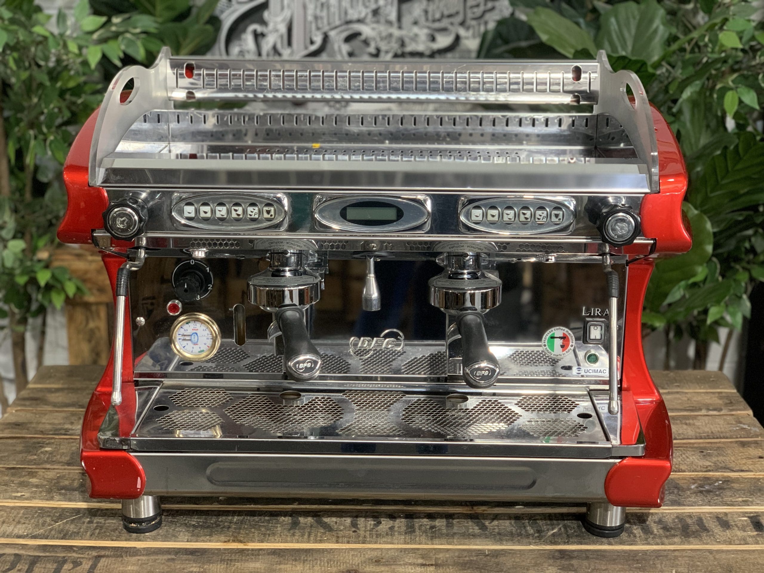 BFC Lira 2 Group Commercial Espresso Machine - Professional Red Coffee Maker for Cafes & Restaurants | Perfect for High-Volume Brewing & Latte Art