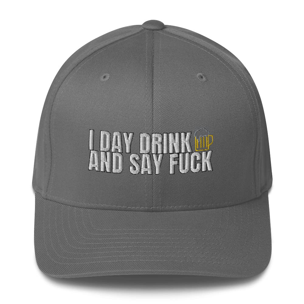 Funny Saying Hats for Men - I Day Drink and Say F Hat | Hilarious Dad Flexfit Cap - Perfect for Parties, Gifts & Casual Wear
