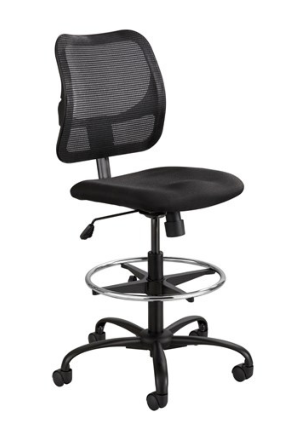 Safco Vue Black Extended Height Vinyl Chair 3395B - Adjustable Office Chair for Home & Work, Ergonomic Desk Chair with Wheels for Comfortable Seating