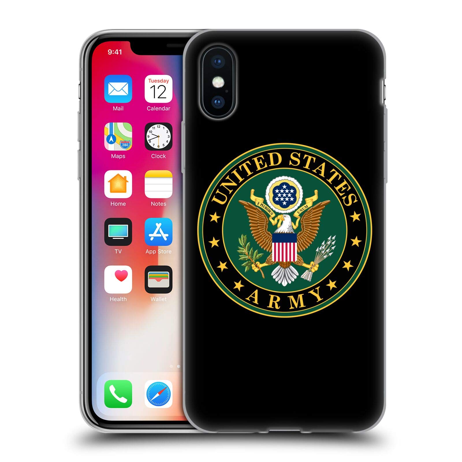Official U.S. Army® Historical Crest Soft Gel Case for iPhone X/Xs - Military-Themed Protective Phone Cover for Everyday Use & Outdoor Adventures