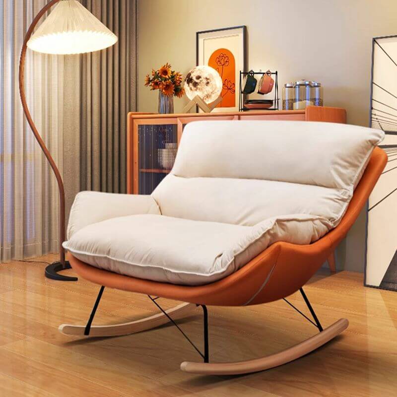 Comfortable Indoor Light Wood Rubberwood Spindle Rocking Chair - Scratch Resistant with Removable Cushions - Perfect for Nursery, Living Room & Relaxation