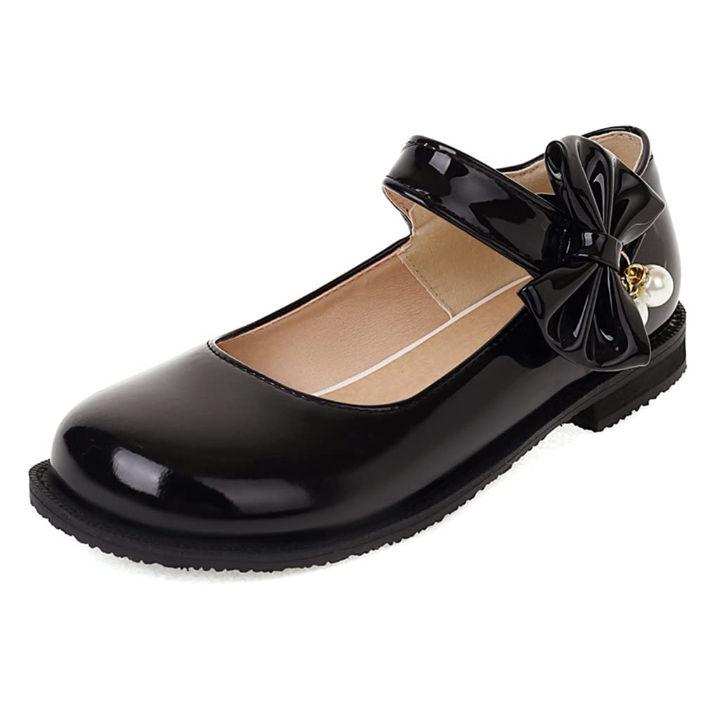Furcross Women's Sweet Bow Flat Mary Jane Shoes - Patent Leather Ballet Flats with Round Toe - Comfortable & Stylish Pumps for Work, Office, Wedding & Daily Wear