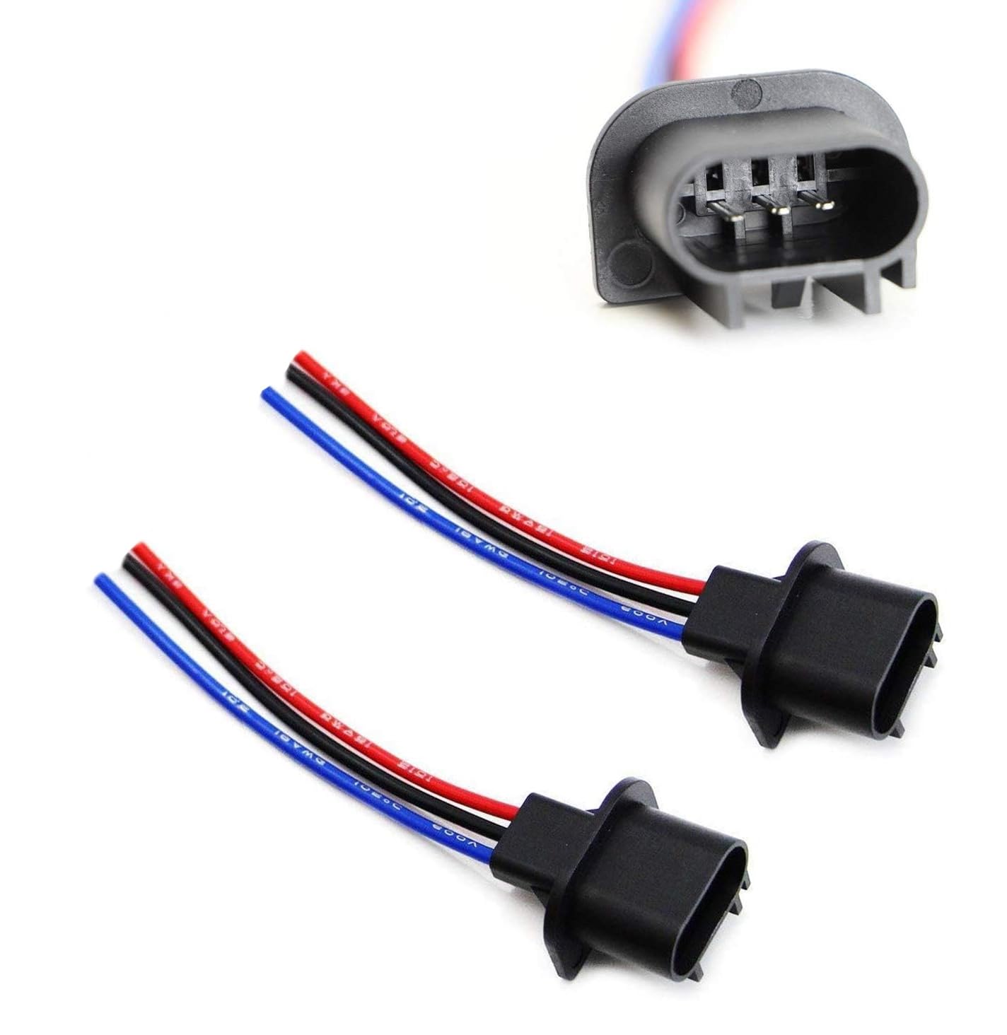 2-Pack 8 H13/9008 3-Way Male Adapter Pigtails - Compatible with LED/HID Light Conversion & Retrofit - Perfect for Car Headlight, Fog Light, and Off-Road Lighting Upgrades