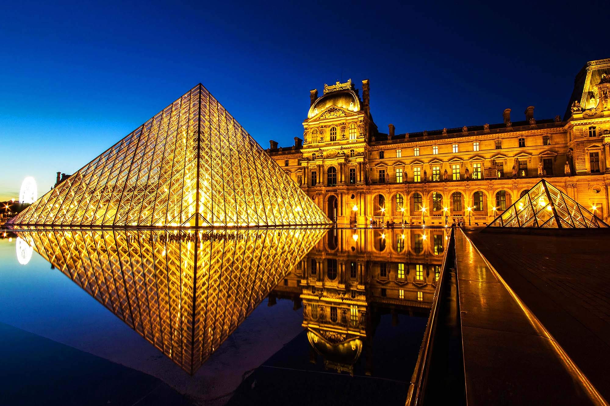 XOTIKS Paris Louvre Museum Skyline Cityscape Night Lights at Sunset - Fine Art Giclee Canvas Print Wall Art - 20x30 Inches - Ready to Hang for Living Room, Bedroom & Office Decor