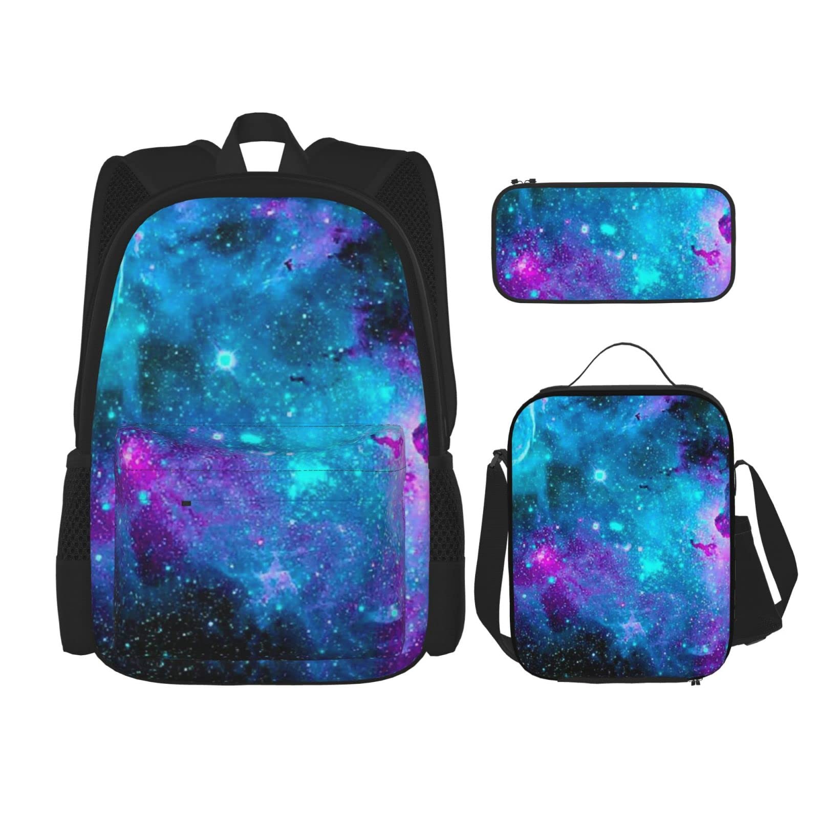 **Purple Star Sky School Backpack for Boys & Girls - Durable Bookbag Set with Lunch Box & Pencil Case - Perfect for School, Travel & Daily Use**