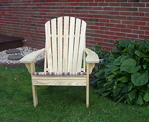 Amish-Made Pressure-Treated Pine Fanback Adirondack Chair by A&L Furniture - Natural Stain Finish - Outdoor Patio, Garden & Poolside Relaxation