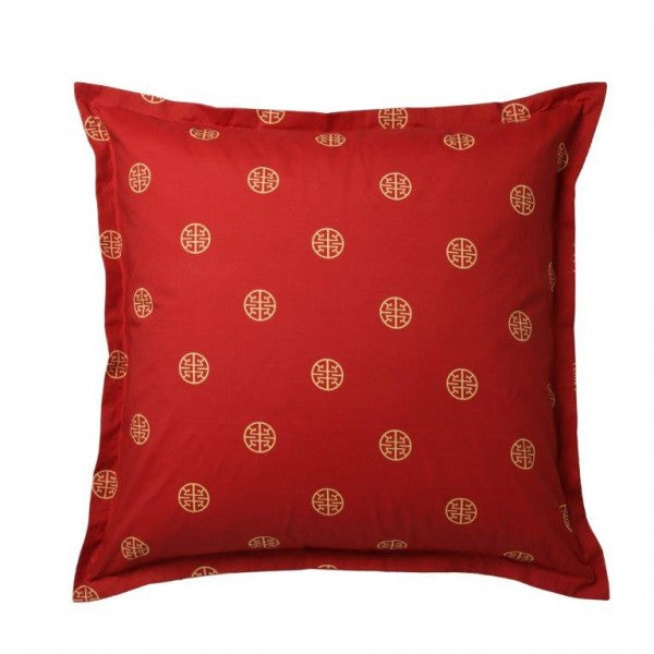 Logan & Mason Mahjong Red European Pillowcase - Luxury Home Decor for Bedroom, Living Room & Sofa