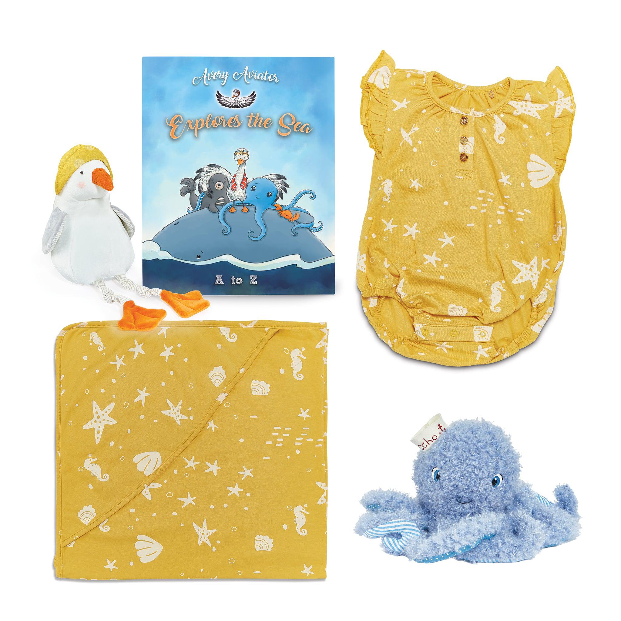Seaside Baby Gift Set - Newborn Beach-Themed Present for Boys & Girls - Perfect for Showers, Birthdays & Christenings