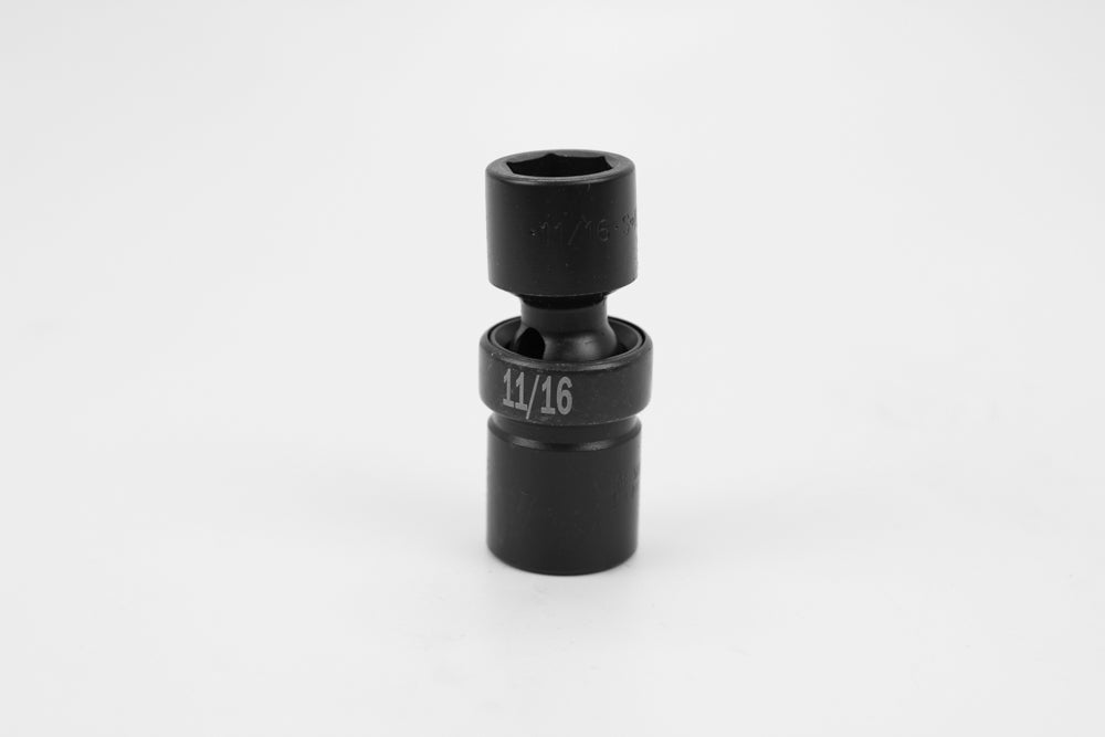 1/2 Inch Drive 6-Point Swivel Impact Socket Set (11/16 Inch) - Heavy Duty Automotive & Industrial Use for Tight Spaces