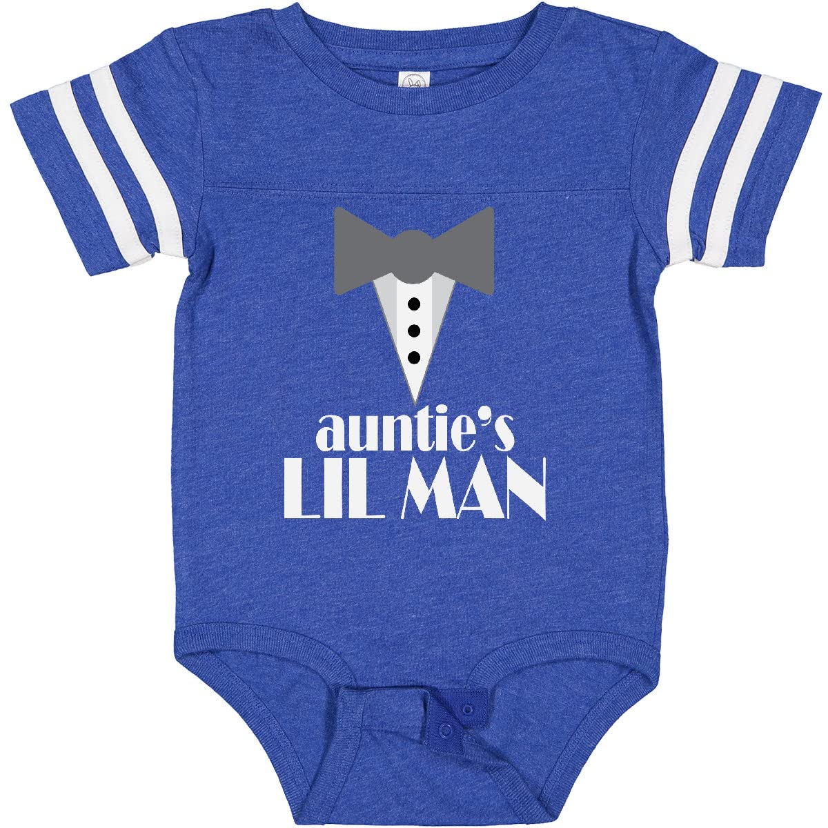 Inktastic Auntie Lil Man Tuxedo Front Baby Bodysuit - Cute Formal Outfit for Infants & Toddlers - Perfect for Weddings, Parties & Family Photos