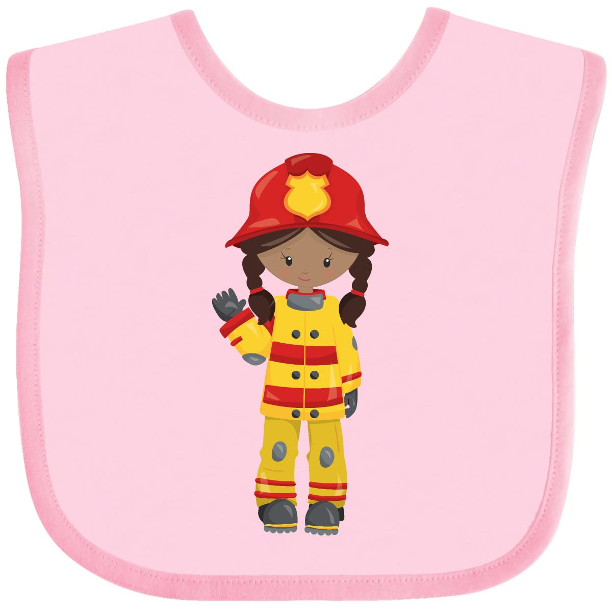 Inktastic African American Girl Firefighter Baby Bib - Cute & Durable Drool Bib for Infants & Toddlers - Perfect for Feeding, Playtime & Everyday Use