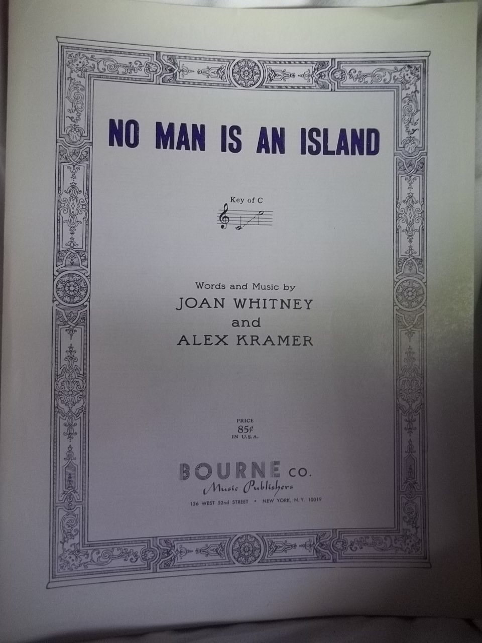 No Man is an Island Sheet Music - Key of C - Perfect for Piano Solo Performances & Choir Arrangements
