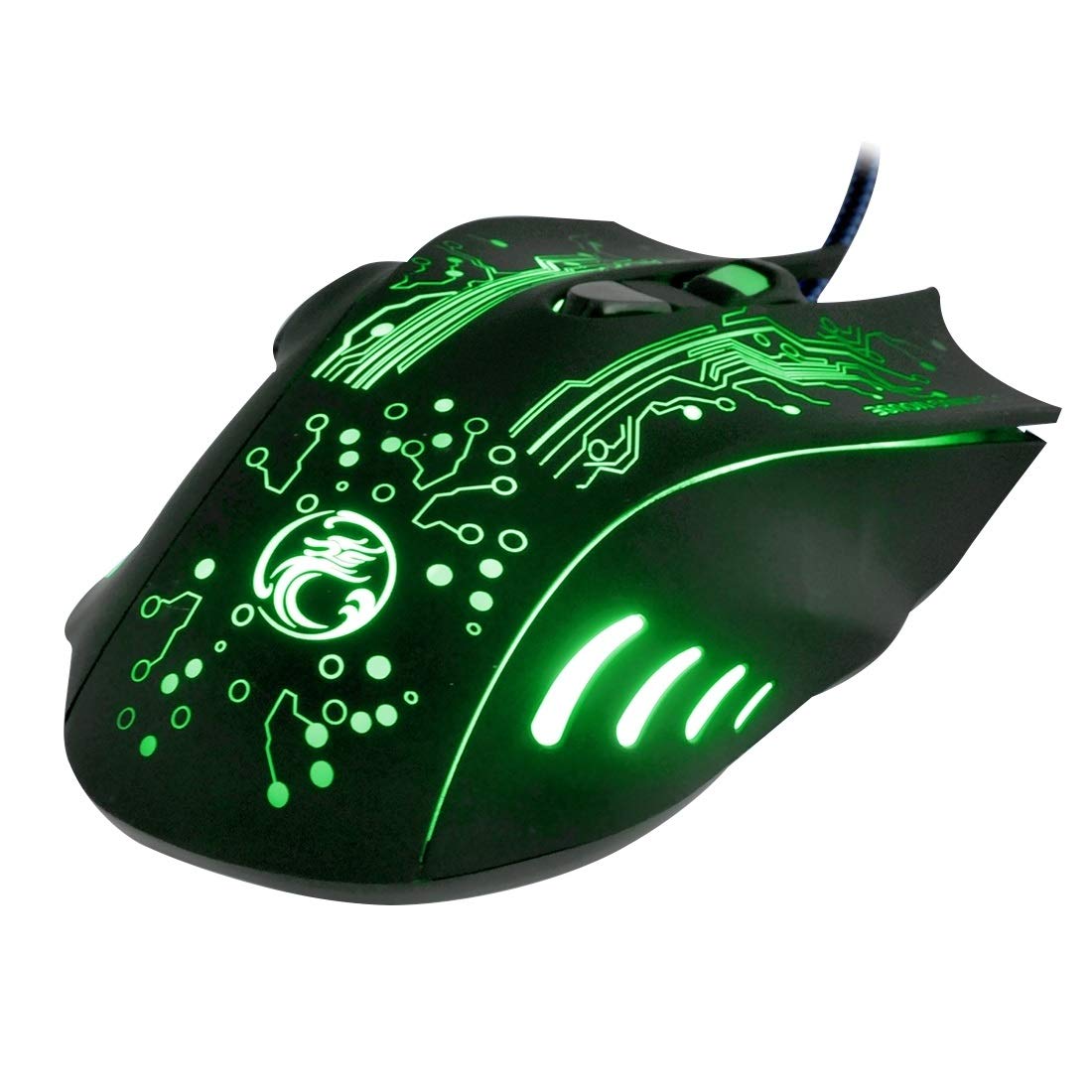 High Precision USB Wired Gaming Mouse - 6 Programmable Buttons, 5000 DPI, RGB LED Backlit - Ergonomic Optical Mouse for PC, Laptop, Gaming, Office & Work (Black/Red) - Perfect for FPS, MOBA, eSports & Daily Computing