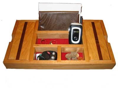 Premium Cherry Wood Dresser Valet for Men - Handcrafted in Wisconsin - Perfect for Organizing Wallets, Watches & Keys - Ideal for Bedroom, Closet & Travel Use