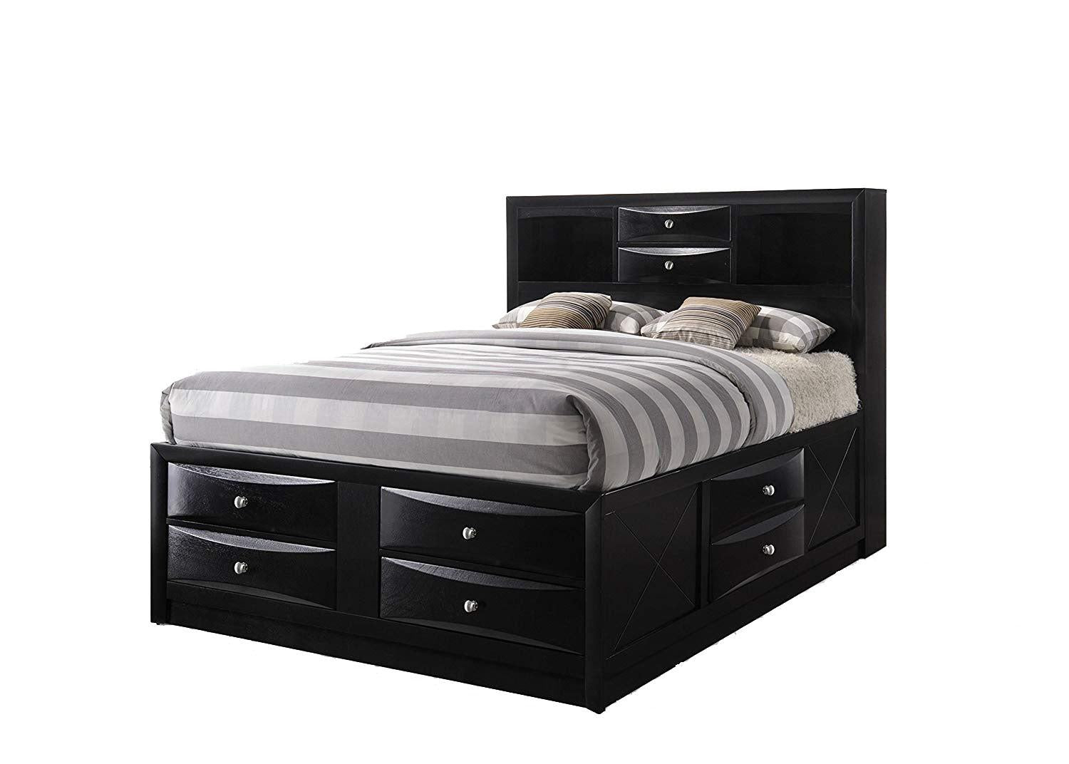 Acme Ireland Full Storage Bed Frame in Black - 21620F - Space-Saving Bedroom Furniture for Small Apartments & Dorm Rooms