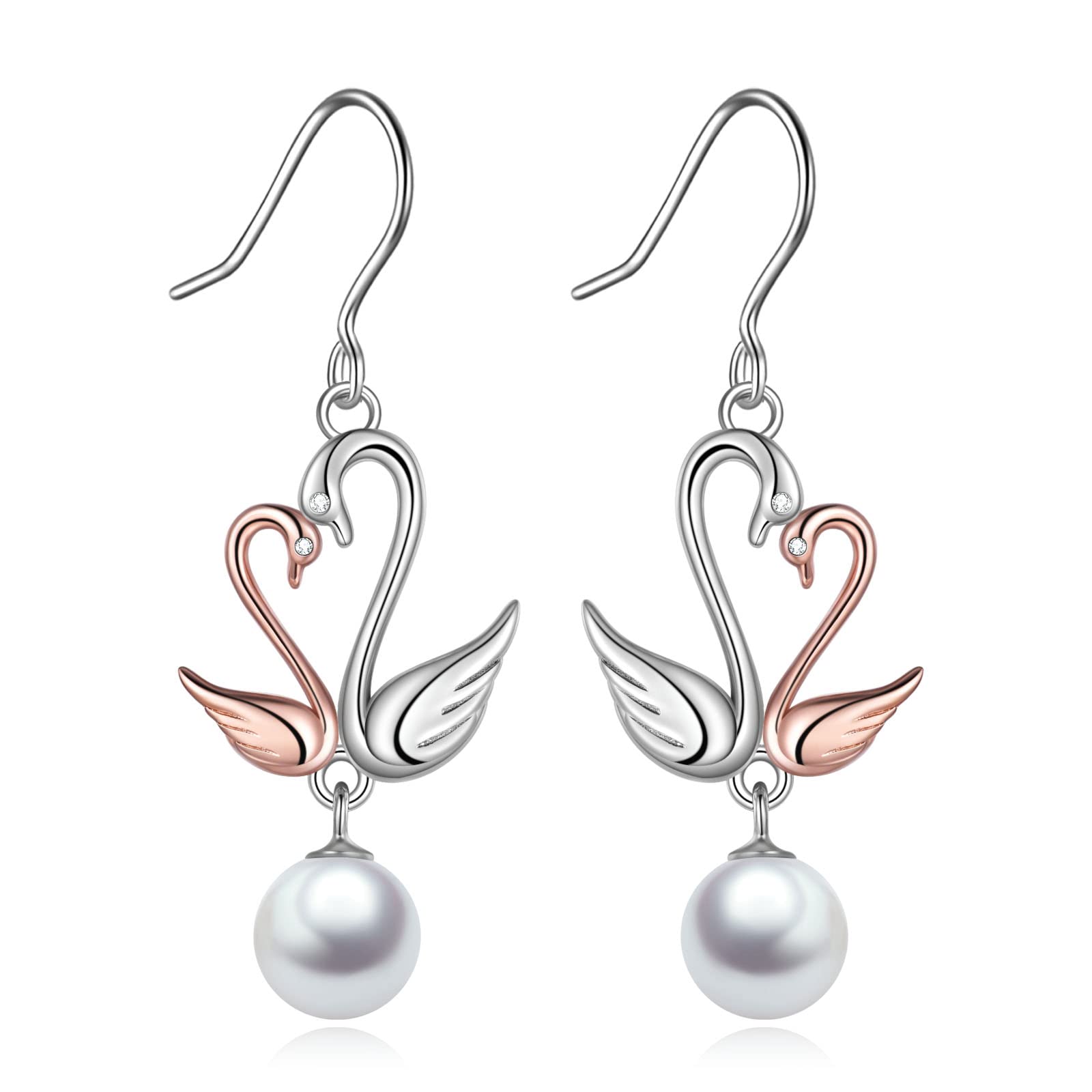 Sterling Silver Celtic Pearl Earrings for Women - Bee, Swan, Butterfly Pearl Jewelry Gifts for Valentine's Day, Mother's Day | Elegant Everyday Wear & Special Occasion Accessories