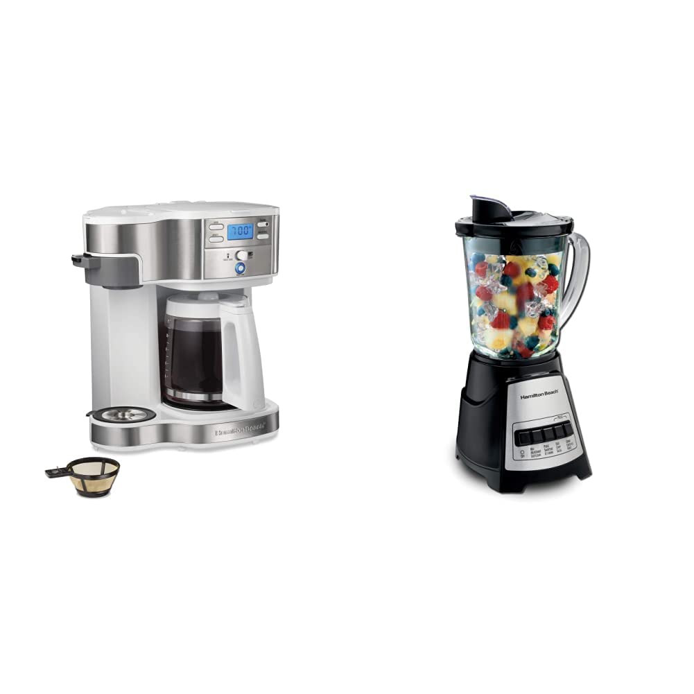 Hamilton Beach 12-Cup Programmable Coffee Maker with Built-in Blender for Shakes, Smoothies & Iced Coffee - Perfect for Home, Office & Breakfast Nook