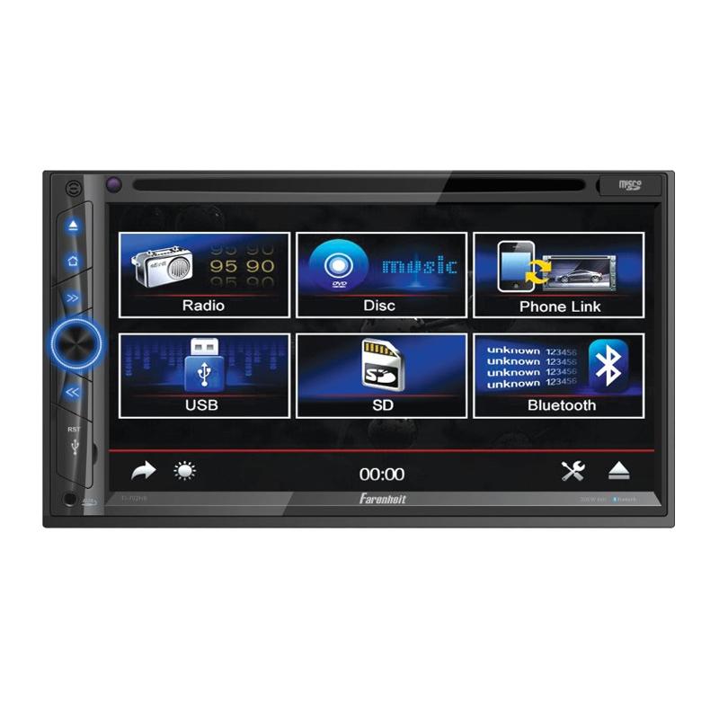 Farenheit TI.702HB 2 DIN 6.2 Inch LCD Touchscreen Car DVD Player with Bluetooth, USB, AUX - Perfect for Car Audio Upgrade & Road Trips