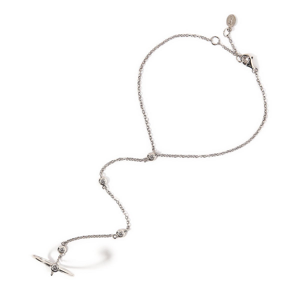 Elegant Crystal Pavé Ring Handchain for Women - Dainty Beaded Bracelet & Ring Set - Perfect for Weddings, Parties & Special Occasions