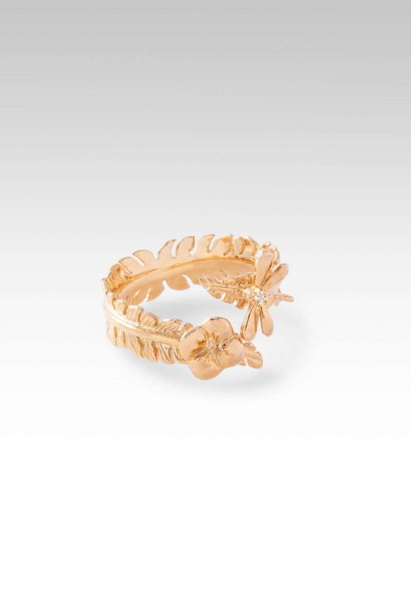 18K Gold Adjustable Ring with White Zircon - Elegant Jewelry for Weddings, Anniversaries & Special Occasions
