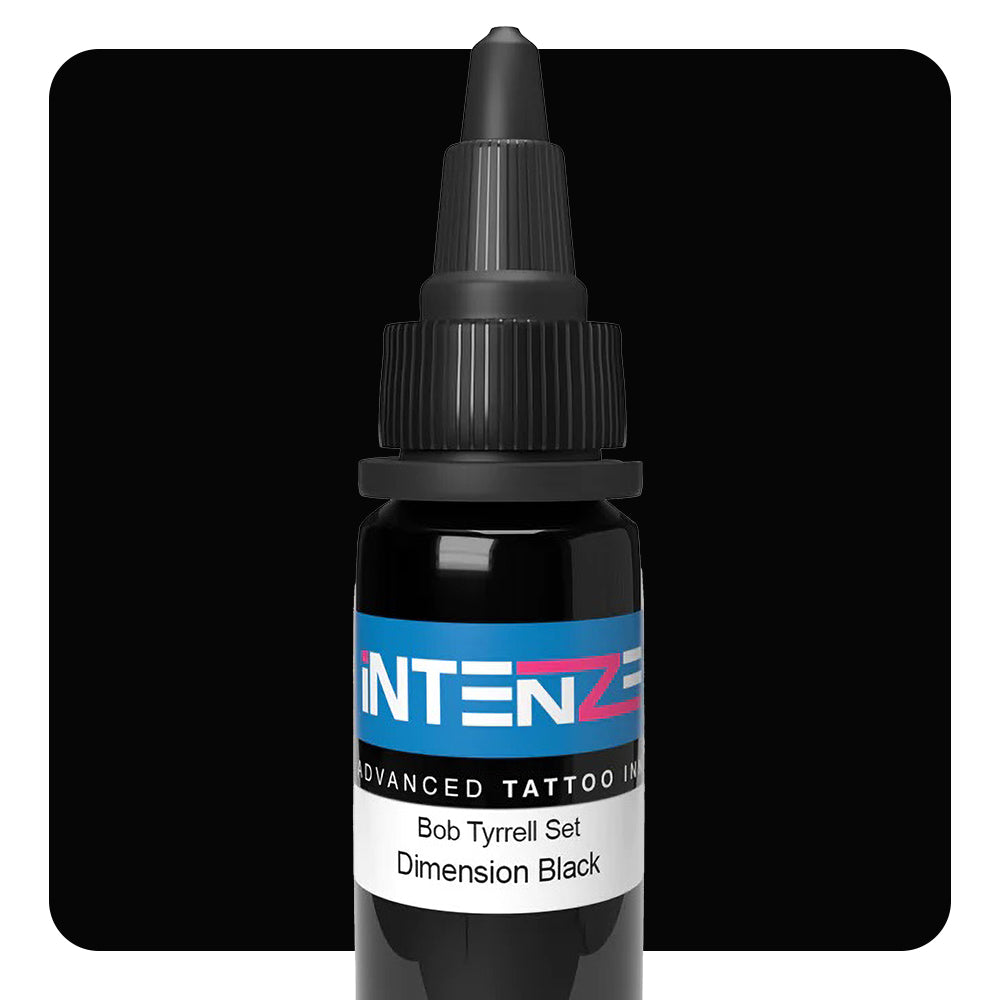 Dimension Black Bob Tyrrell Black & Grey Series Intenze Tattoo Ink - 1oz Bottle for Professional Tattoo Artists & Body Art Enthusiasts