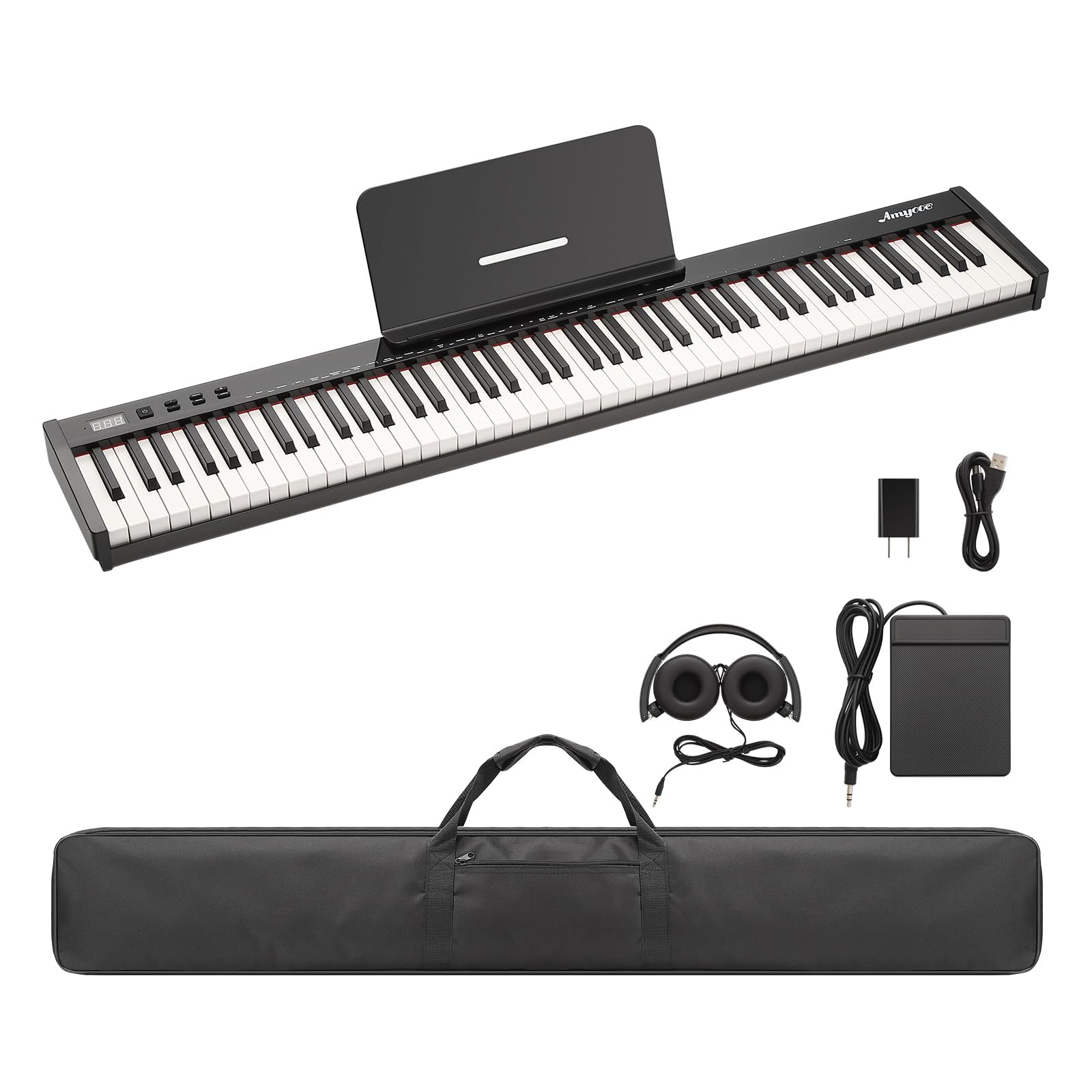 88-Key Weighted Electric Piano Keyboard for Beginners - Portable with Stand & Bluetooth - Perfect for Home & Studio Practice