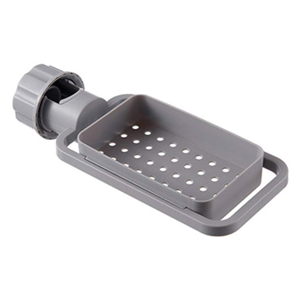 Neigei Kitchen Faucet Sponge Holder - Detachable No Suction Cup or Magnet, No Drilling Required (7.5 x 3.9 x 1.6 Inch) - Perfect for Organizing Sponges, Soap, and Cleaning Rags by Sink in Kitchen or Bathroom