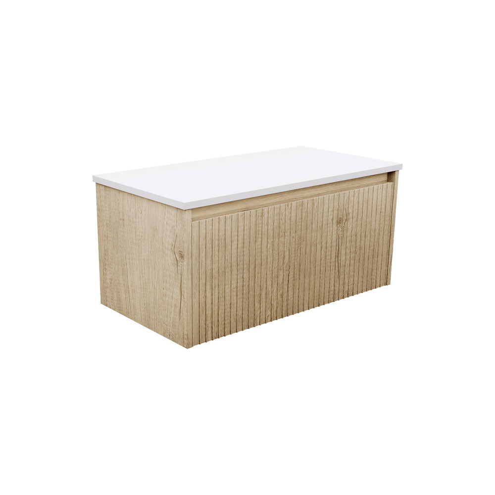 Fienza 90RS C Alina Fluted Scandi Oak 900mm Wall Mounted Cabinet - Modern Scandinavian Kitchen Storage for Small Spaces, No Countertop Included | Perfect for Bathroom, Laundry Room or Compact Kitchen Organization