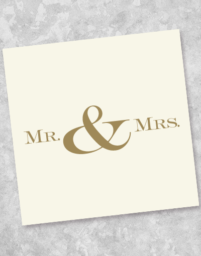 Premium Golden Mr & Mrs Beverage Napkins - 40 Count Elegant Wedding Party Cocktail Napkins for Bridal Shower, Anniversary, and Formal Events