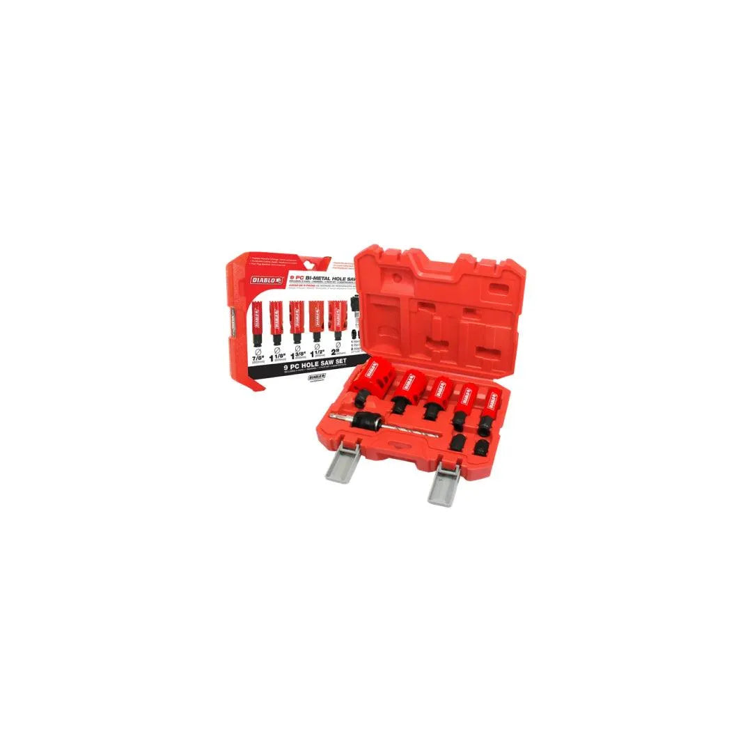 9-Piece Bi-Metal Hole Saw Set for Wood, Metal & Plastic - Perfect for DIY, Construction & Plumbing Projects