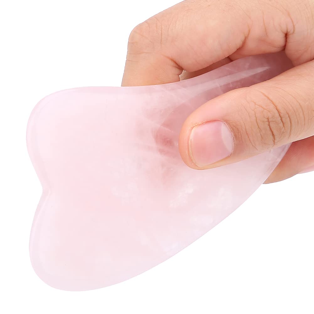 Yosoo Rose Quartz Gua Sha Scraping Plate - Facial Massage Tool for Face, Neck & Eye Relaxation, Beauty Skin Care, Stress Relief - Perfect for Home Spa & Salon Use
