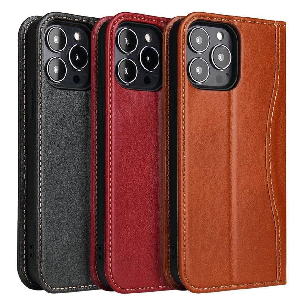 Genuine Leather iPhone 13 Wallet Case with Card Slots - Slim Protective Phone Cover for Credit Cards & ID - Perfect for Work, Travel & Everyday Use