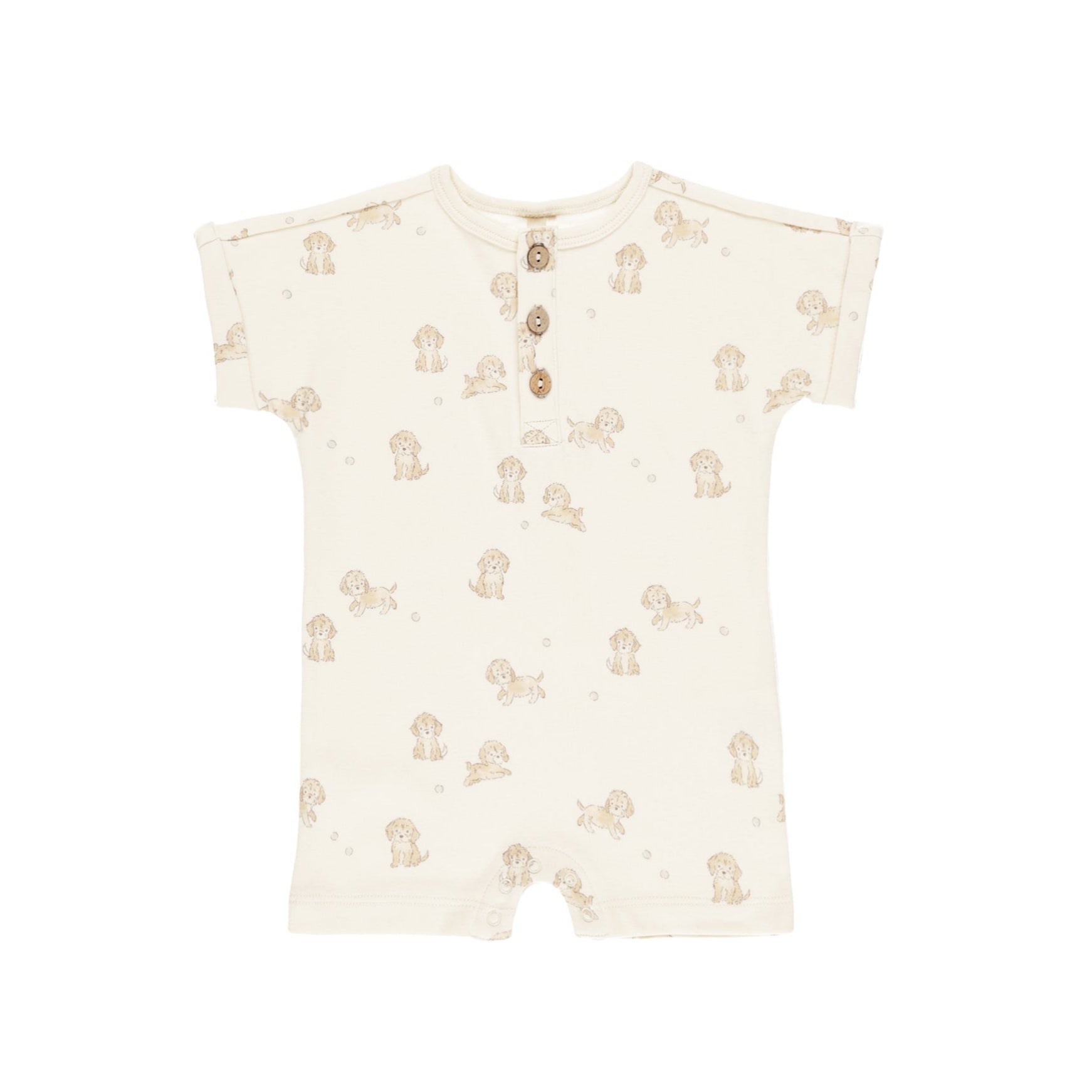Adorable Short Sleeve One-Piece Romper with Cute Puppy Print - Perfect for Baby Girls' Playtime, Outings & Photo Shoots