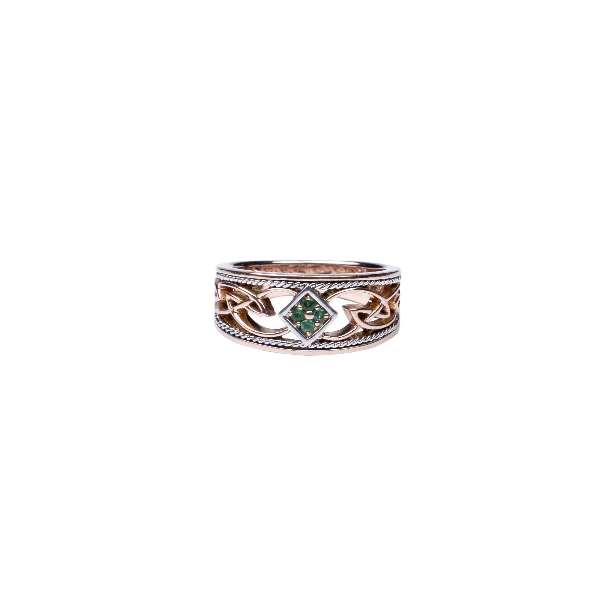 14k Yellow & White Gold Emerald Eternity Knot 'Rosail' Ring - Elegant Wedding Band, Anniversary Gift for Her, Perfect for Bridal Jewelry & Special Occasions