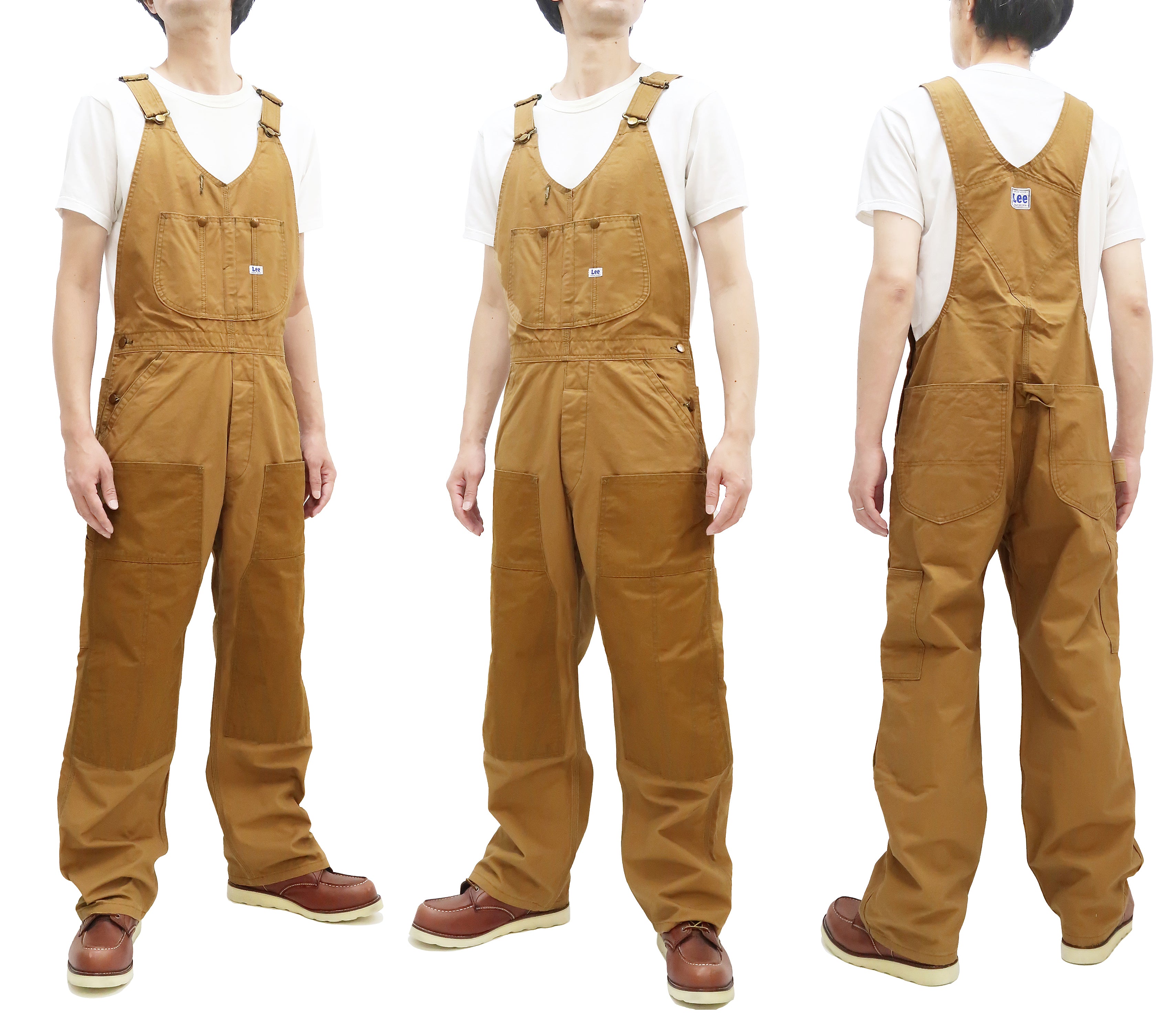 Lee Men's Double Knee Duck Canvas Bib Overalls - LM8605 LM8605 145 Brown | Durable Workwear for Farming, Construction & Outdoor Activities | Comfortable High Back Design for All-Day Wear