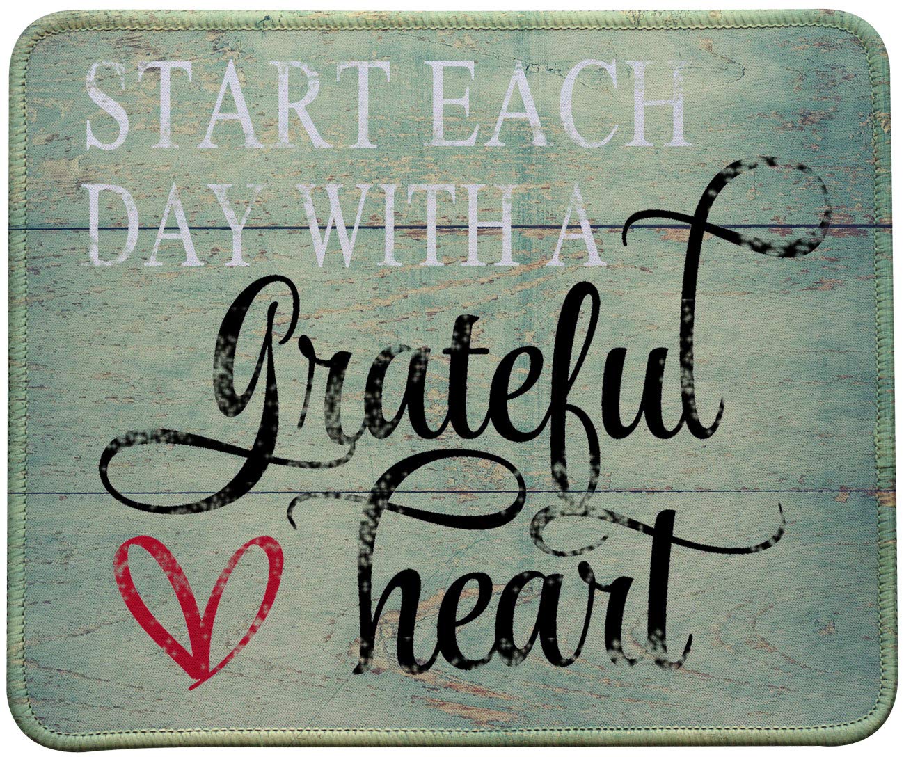 Inspirational Quote Mouse Pad with Stitched Edges - 'Start Each Day with a Grateful Heart' Motivational Office Desk Accessory for Work, Gaming & Home Computer Use