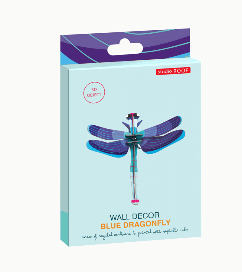 Blue Dragonfly Small Insect Art Print - Handmade Studio ROOF Wall Decor for Home, Office & Nursery | Perfect for Nature Lovers & Boho Decor