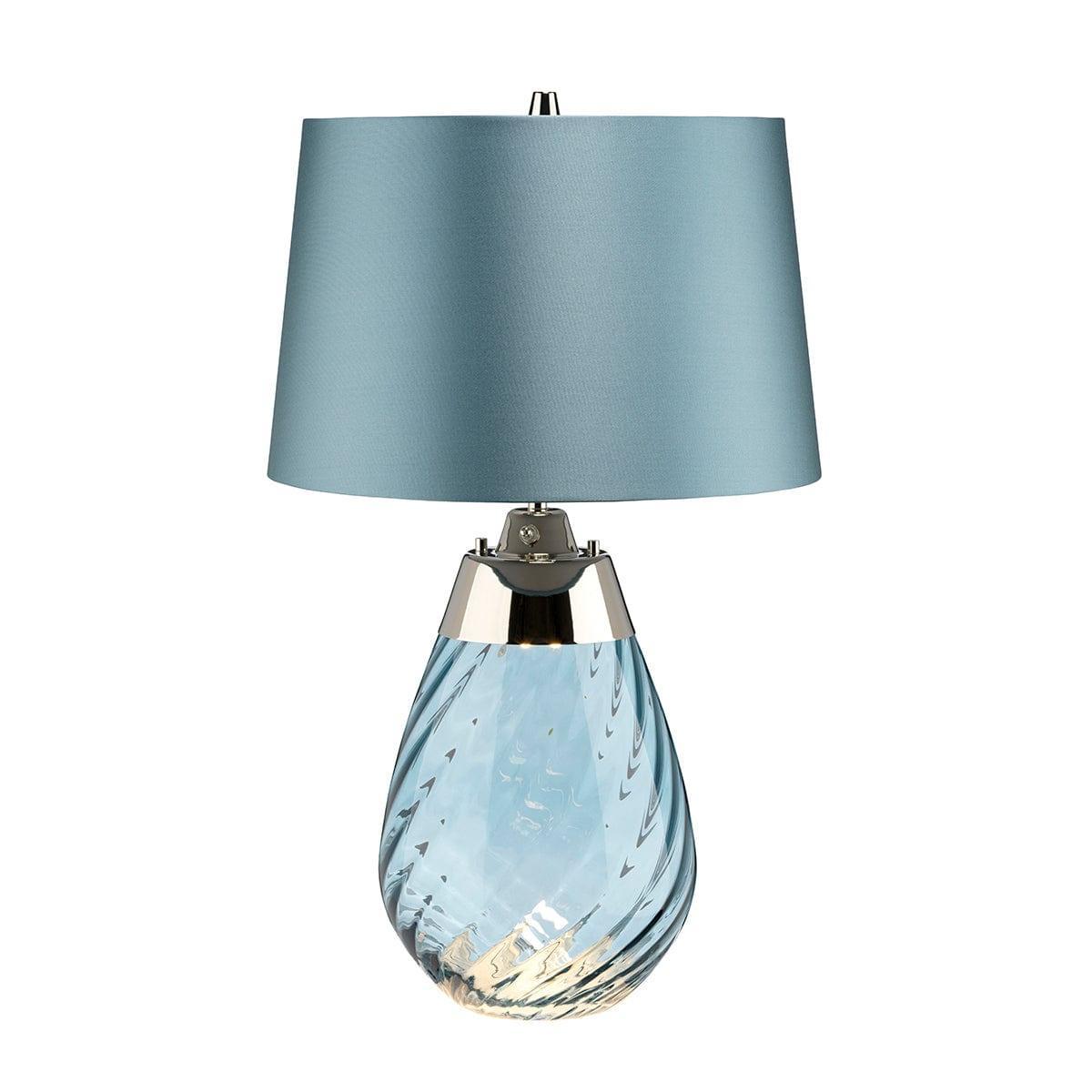 Elstead Lighting Lena 2-Light Small Blue Glass Table Lamp - Perfect for Bedroom Nightstand, Living Room Side Table & Office Desk Decor
