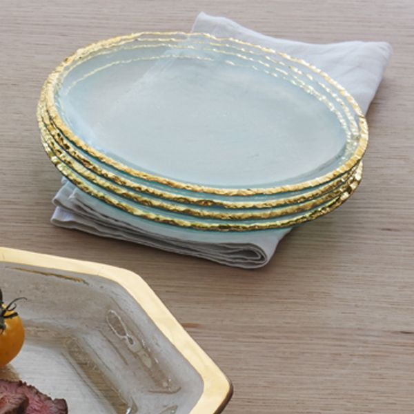 Elegant Gold Salad Plates - Set of 4, Premium Stainless Steel Appetizer Dishes for Parties, Weddings & Fine Dining - Perfect for Salads, Desserts, Canapés & Charcuterie Boards