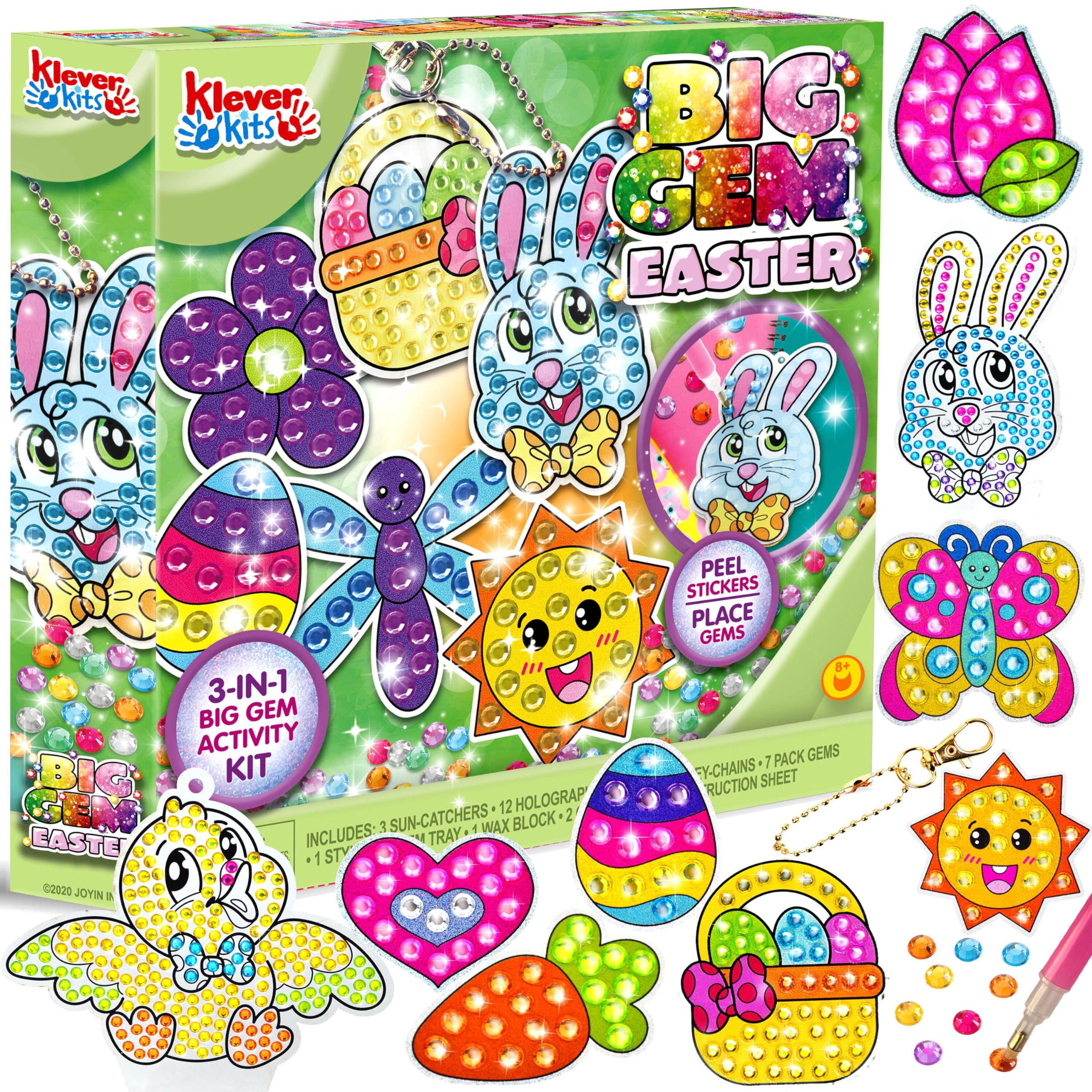 Easter DIY Diamond Painting Kit for Kids - Gem Art Craft with Suncatchers & Keychains | Easter Arts & Crafts Supplies, Creative Activity, Party Decorations | Perfect for Easter Gifts, Classroom Projects & Holiday Decor