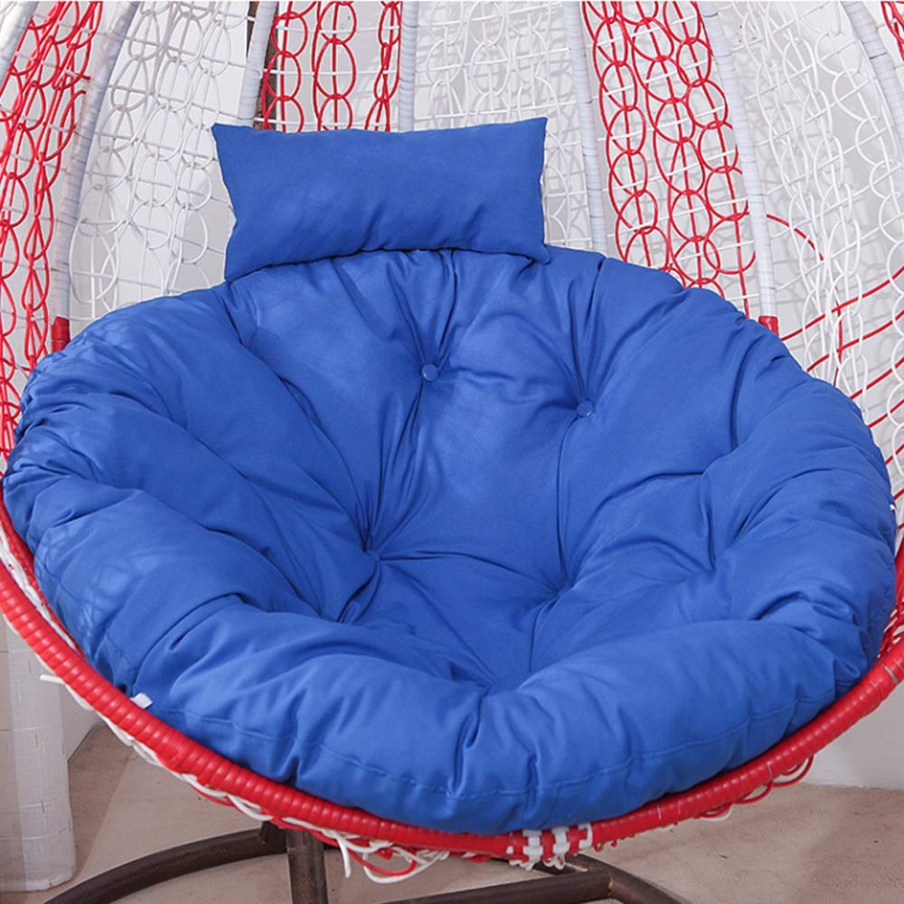 Outdoor Swing Hanging Basket Seat Cushion with Pillow - Large Papasan Chair Cushion for Porch, Garden & Patio - Blue & Gray Color Options