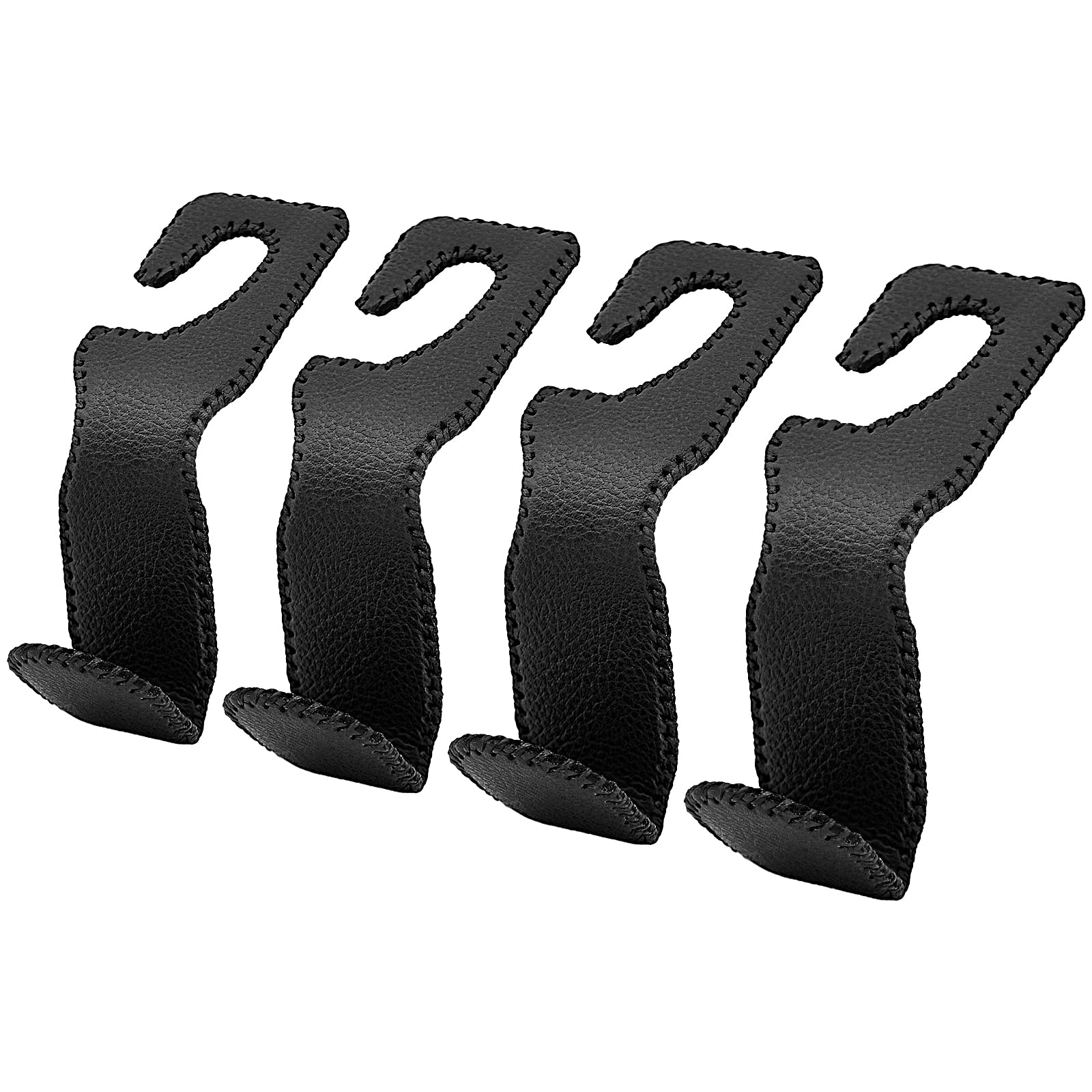 Premium Leather Car Purse Hooks 4 Pack - Auto Headrest Hangers for Purses, Bags & Shopping - Perfect for Groceries, Handbags & Work Essentials - Durable Seat Hook Organizer for SUV, Sedan & Road Trips