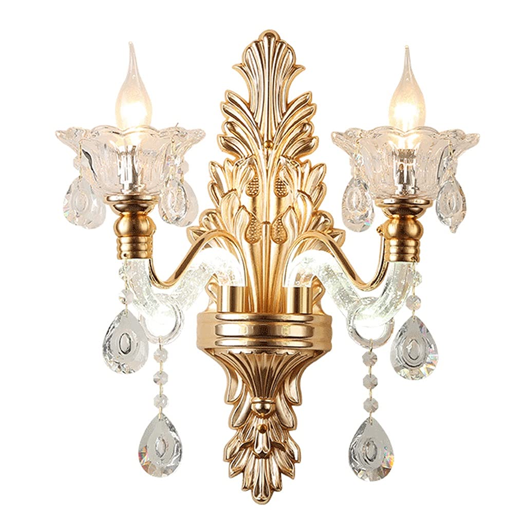 **YUXI8541NO Modern LED Wall Sconce - Alloy Crystal Double Head Wall Light, Creative European Style for Bedroom & Living Room Decor - Perfect for Ambient Lighting & Wall Decoration**