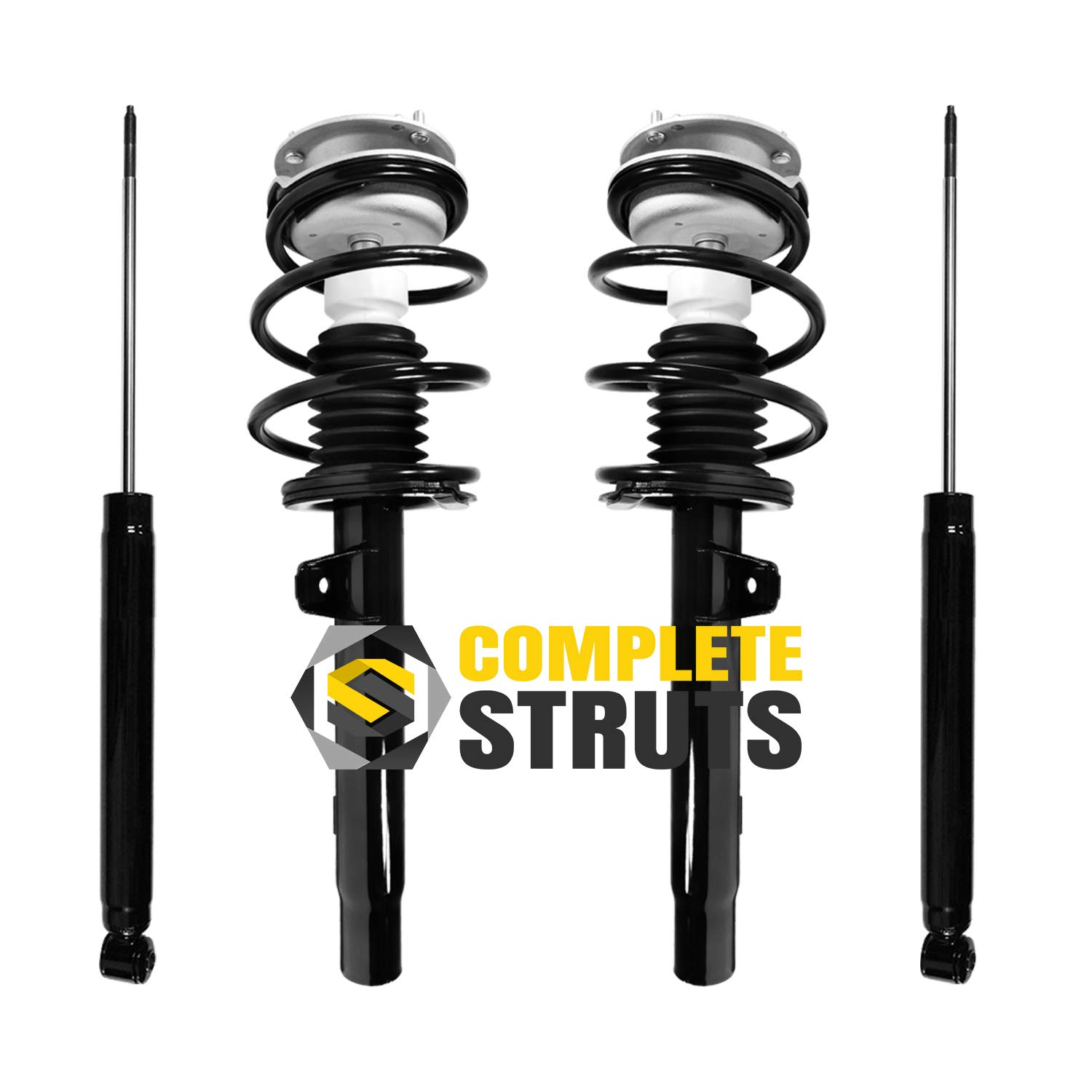 2001-2005 BMW 330i Front Strut Assembly & Rear Shock Absorbers Set of 4 - Complete Suspension Replacement Kit for Smooth Ride & Enhanced Handling - Perfect for City Driving, Highway Cruising & Performance Upgrades