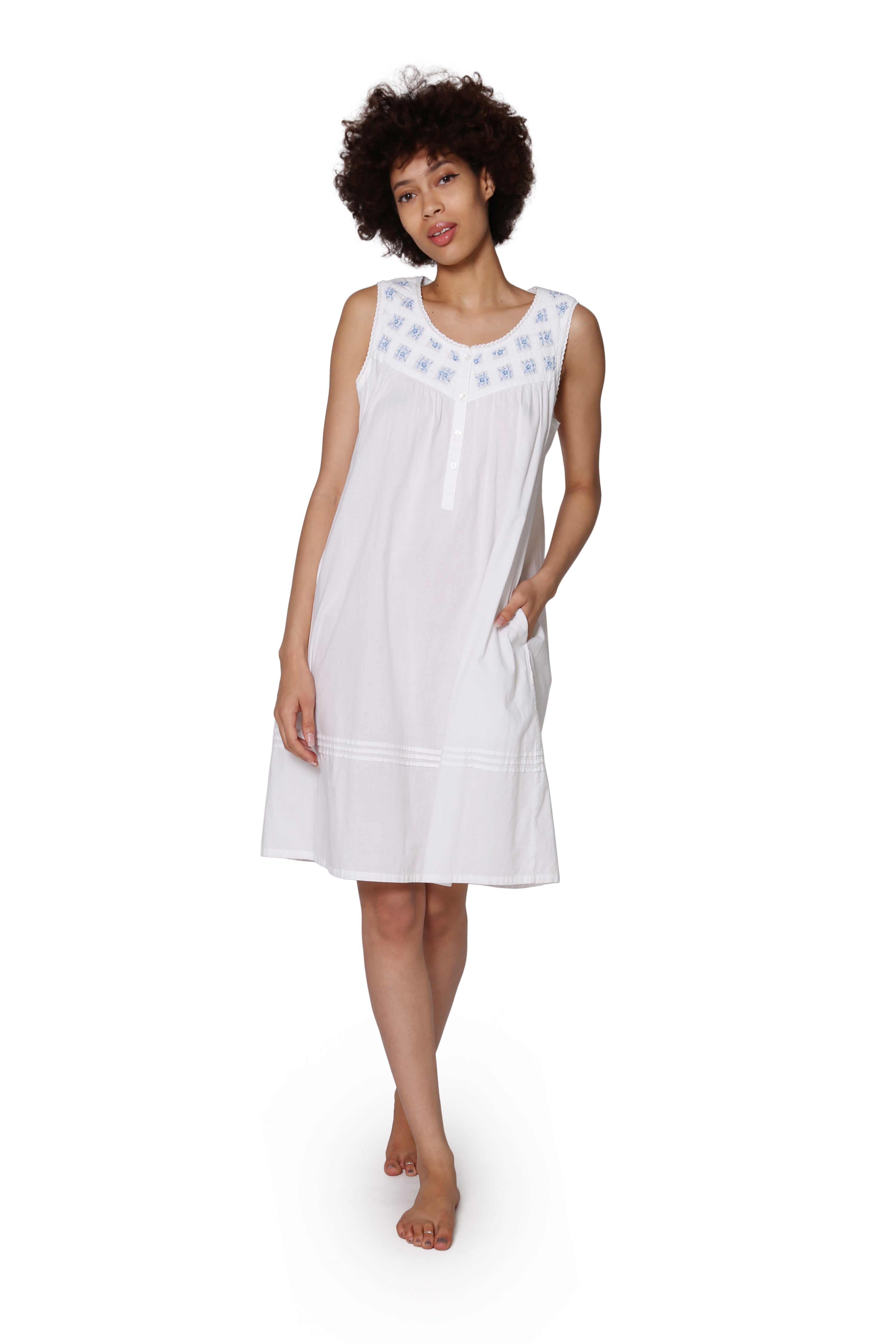 Lace Embroidered Yoke Chemise Nightgown - Elegant Women's Sleepwear for Comfort & Romance - Perfect for Bridal, Honeymoon & Special Occasions