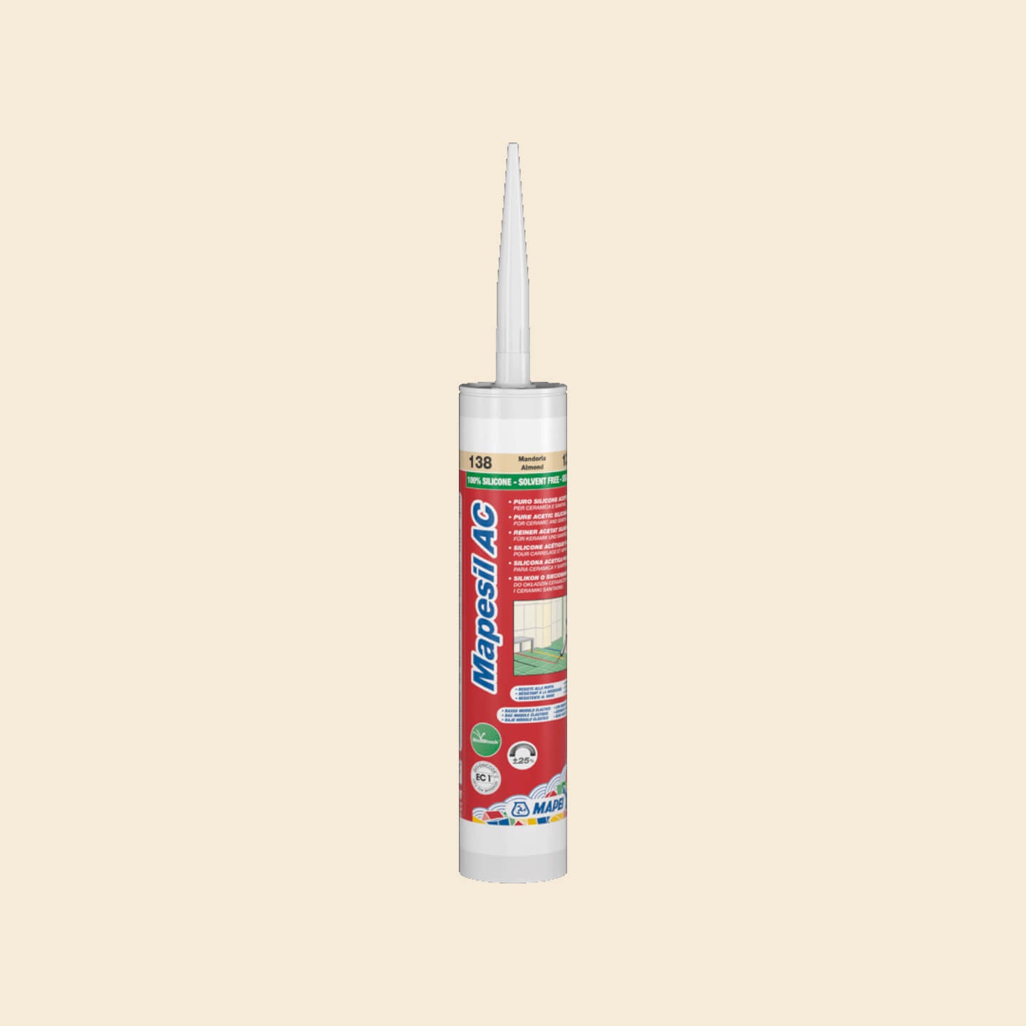 Mapei Silicone AC 130 - 10.5 oz (310ml) High-Performance Sealant - Jasmine Scented - Ideal for Bathroom, Kitchen & Window Caulking