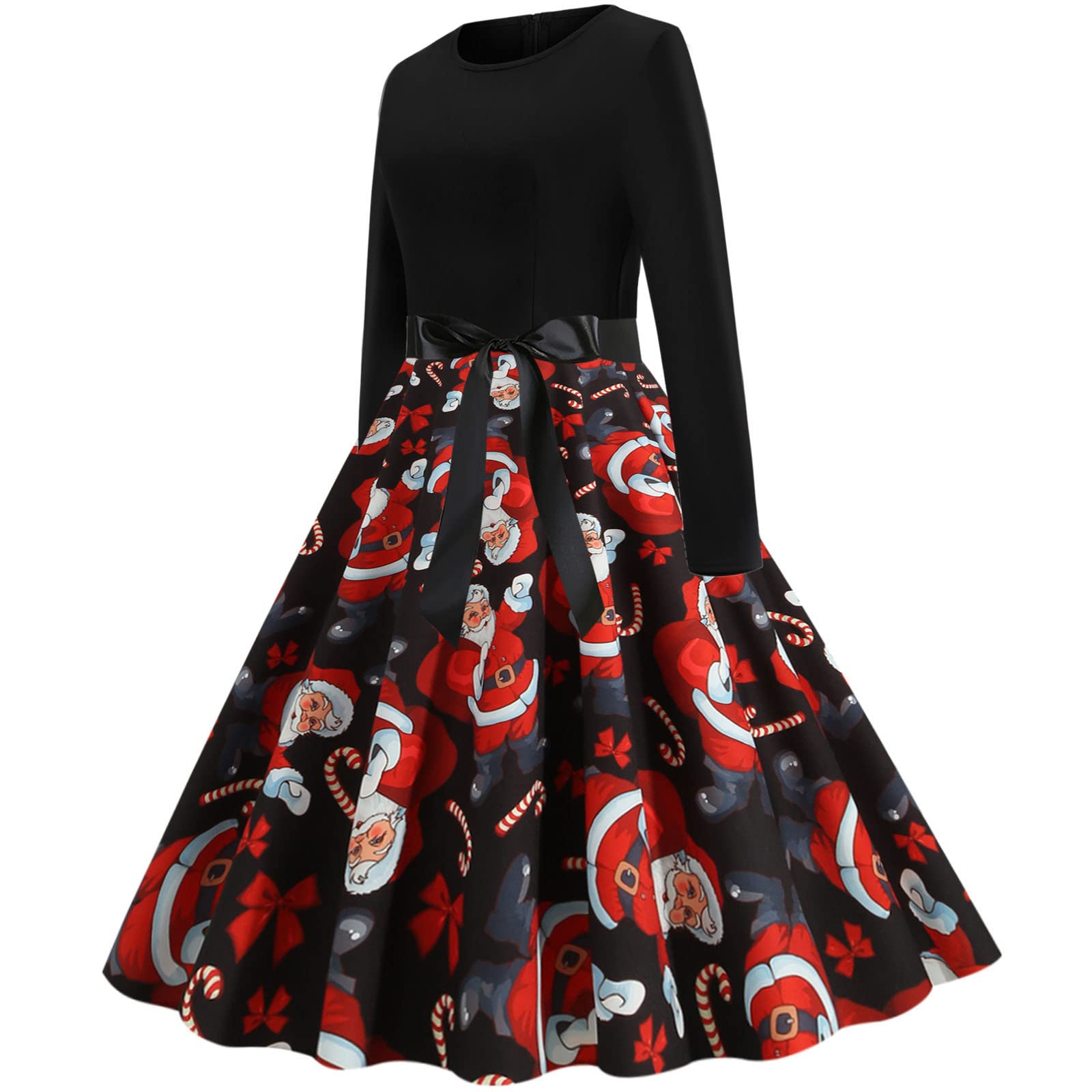 BCDlily Women's Ugly Christmas Dress - Plus Size Funny Holiday Print Flared Midi Dress for Casual Wear & Christmas Parties - Perfect for Office Holiday Events, Family Gatherings & Festive Celebrations