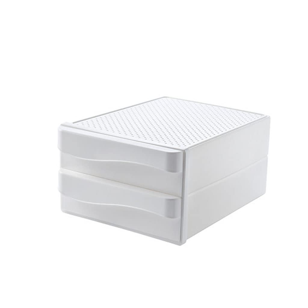 SHYPSN Clear Acrylic Desk Organizer - Pencil Pen Holder, Document & Badge Storage Box for Office & School Supplies (White, One Size) - Perfect for Workspace, Study Desk & Home Office Organization