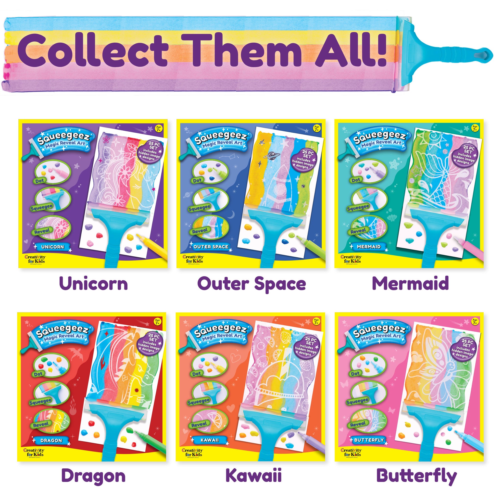 Magic Reveal Art Kawaii Squeegee - Fun DIY Painting Tool for Kids & Adults - Perfect for Window Art, Scrapbooking & Creative Projects